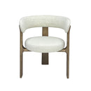 SILLA DE COMEDOR EN TELA BLANCA Y PATAS ACABADO DE MADERA