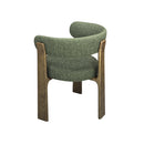 SILLA DE COMEDOR EN TELA VERDE Y PATAS ACABADO DE MADERA