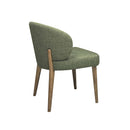 SILLA DE COMEDOR EN TELA VERDE Y PATAS ACABADO DE MADERA
