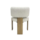 SILLA DE COMEDOR EN TELA BEIGE Y PATAS ACABADO DE MADERA