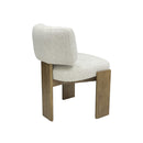 SILLA DE COMEDOR EN TELA BEIGE Y PATAS ACABADO DE MADERA