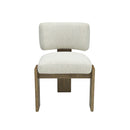 SILLA DE COMEDOR EN TELA BEIGE Y PATAS ACABADO DE MADERA