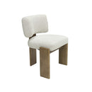 SILLA DE COMEDOR EN TELA BEIGE Y PATAS ACABADO DE MADERA