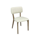SILLA DE COMEDOR EN TELA BLANCA Y PATAS ACABADO DE MADERA