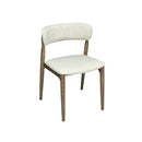 SILLA DE COMEDOR EN TELA BLANCA Y PATAS ACABADO DE MADERA