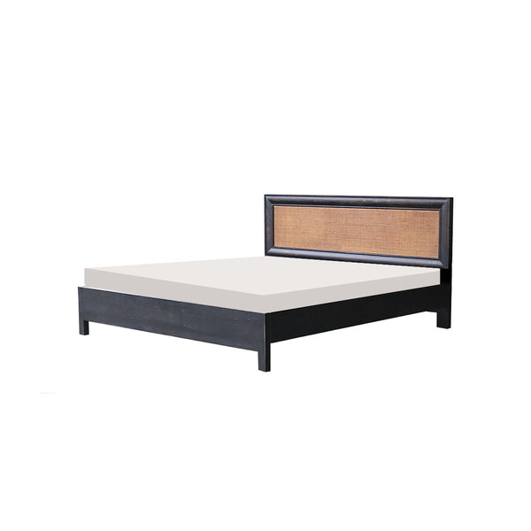 CAMA QUEEN EN MADERA NEGRA