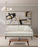 SOFA ESTACIONARIO DE DOS ASIENTOS EN TELA BEIGE CREMA