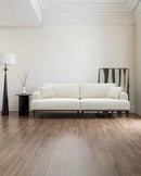 SOFA ESTACIONARIO DE CUATRO ASIENTOS EN TELA BEIGE CREMA