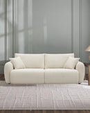 SOFA ESTACIONARIO DE TRES ASIENTOS EN TELA BEIGE CREMA