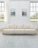 SOFA ESTACIONARIO DE CUATRO ASIENTOS EN TELA BEIGE CREMA