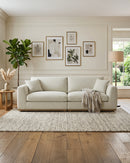 SOFA ESTACIONARIO DE CUATRO ASIENTOS EN TELA BEIGE