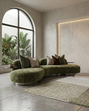 SOFA SECCIONAL ESTACIONARIO EN TELA VERDE
