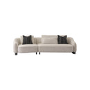 SOFA ESTACIONARIO DE TRES ASIENTOS EN TELA BLANCA