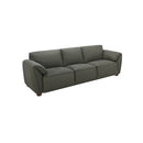 SOFA ESTACIONARIO DE TRES ASIENTOS CON FRENTE DE PIEL VERDE