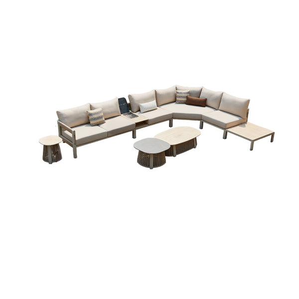 SOFA SECCIONAL DE EXTERIOR PAROS BEIGE - 8PCS
