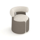 OTOMAN EN TELA BLANCA Y FRENTE DE PIEL GRIS