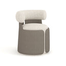 OTOMAN EN TELA BLANCA Y FRENTE DE PIEL GRIS