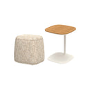 MESA DE CENTRO CON OTOMAN DE EXTERIOR, COLOR BEIGE MARFIL
