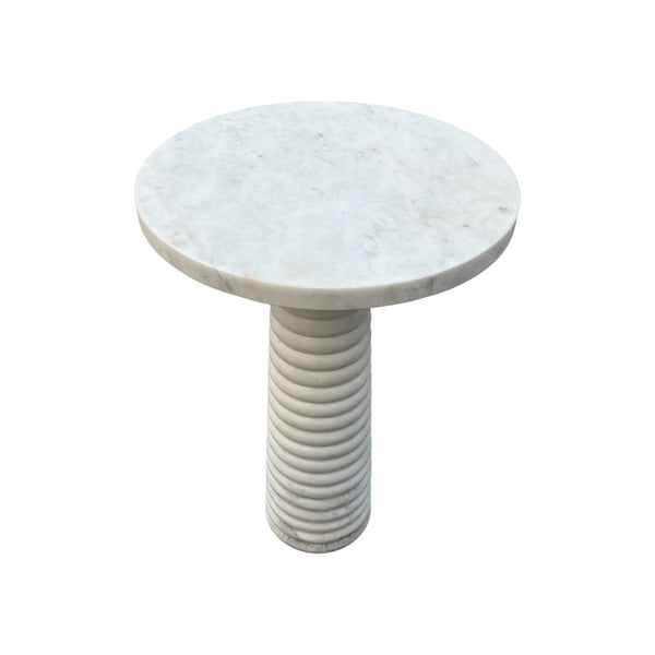 MESA LATERAL EN MARMOL BLANCO