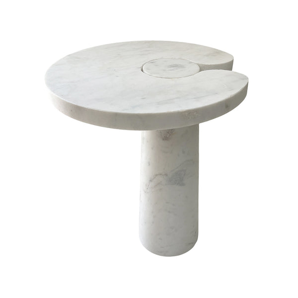 MESA LATERAL EN MARMOL BLANCO