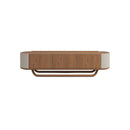 MESA DE TV ACABADO DE MADERA Y BEIGE