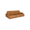 SOFA SECCIONAL RECLINABLE ELECTRICO CON FRENTE DE PIEL CAMEL