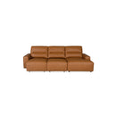 SOFA SECCIONAL RECLINABLE ELECTRICO CON FRENTE DE PIEL CAMEL