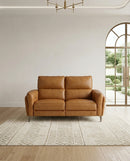SOFA RECLINABLE ELECTRICO DE DOS  ASIENTOS CON FRENTE DE PIEL MARRON