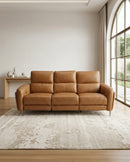 SOFA RECLINABLE ELECTRICO DE TRES ASIENTOS CON FRENTE DE PIEL MARRON