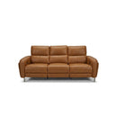 SOFA RECLINABLE ELECTRICO DE TRES ASIENTOS CON FRENTE DE PIEL MARRON
