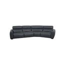 SOFA SECCIONAL RECLINABLE ELECTRICO CON FRENTE DE PIEL AZUL