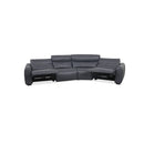 SOFA SECCIONAL RECLINABLE ELECTRICO CON FRENTE DE PIEL AZUL