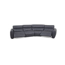 SOFA SECCIONAL RECLINABLE ELECTRICO CON FRENTE DE PIEL AZUL