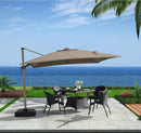 SOMBRILLA GALAXY DE 3.5X3.5M EN COLOR GRIS TAUPE CON BASE
