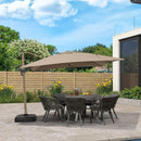 SOMBRILLA GALAXY DE 3.5X3.5M EN COLOR GRIS TAUPE CON BASE