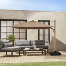 SOMBRILLA COLGANTE MELBOURNE EN COLOR GRIS TAUPE DE 3X3M CON BASE