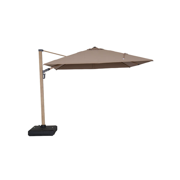 SOMBRILLA COLGANTE MELBOURNE EN COLOR GRIS TAUPE DE 3X3M CON BASE