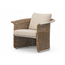 BUTACA ESTACIONARIA EN TELA BEIGE Y CUERDA NATURAL