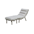 CHAISE LOUNGE DE EXTERIOR EN CUERDA Y TELA BEIGE Y OTTOMAN