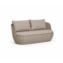 SOFA DE EXTERIOR DE DOS ASIENTOS EN TELA KAKI Y CUERDA GRIS