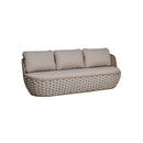 SOFA DE EXTERIOR DE TRES ASIENTOS EN TELA KAKI Y CUERDA GRIS