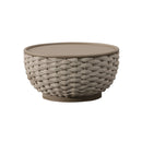 MESA DE CENTRO TOPE DE METAL TAUPE Y CUERDA GRIS