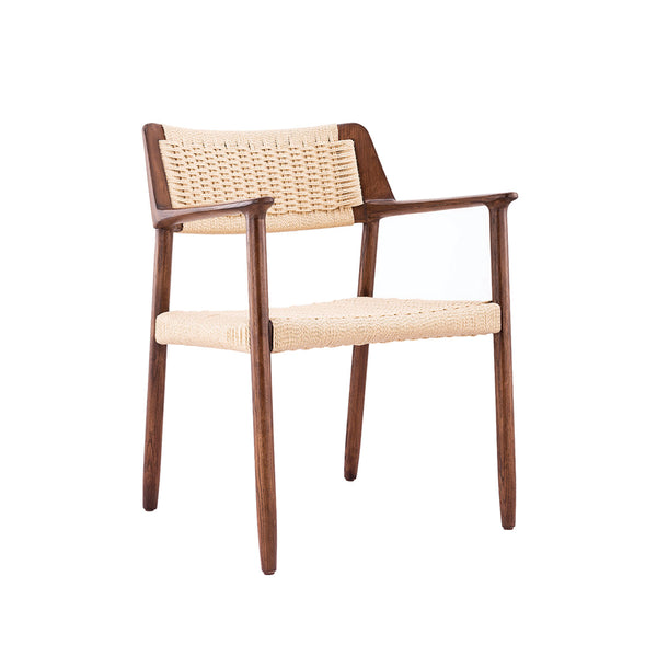 ARMCHAIR, SOLID ASH TIMBER FRAME, WITH WOVEN PAPER TOPE BACK AND SEAT