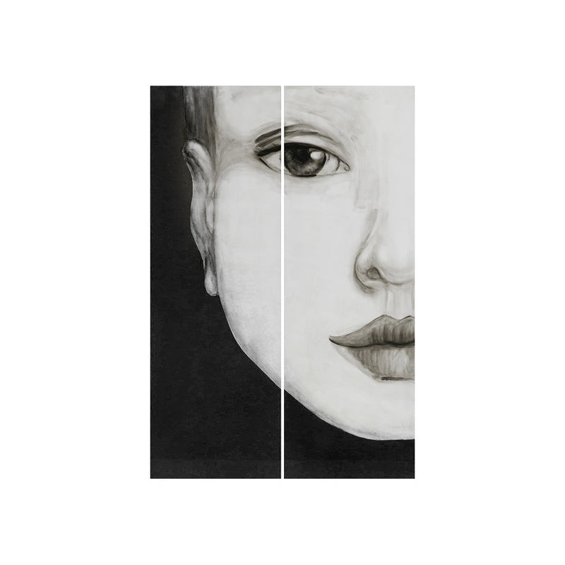PANEL DE PARED PINTADO A MANO, NIÑA NEGRO, PINTURA A MANO