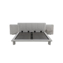 CAMA KING EN TELA TEXTURIZADA GRIS