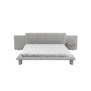 CAMA KING EN TELA TEXTURIZADA GRIS