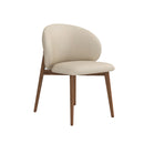 SILLA DE COMEDOR CON FRENTE DE PIEL BEIGE Y PATAS ACABADO DE MADERA