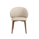 SILLA DE COMEDOR CON FRENTE DE PIEL BEIGE Y PATAS ACABADO DE MADERA