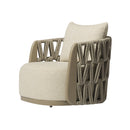 BUTACA DE EXTERIOR EN TELA TEXTURIZADA BEIGE CUERDA Y MARCO GRIS