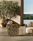BUTACA DE EXTERIOR EN TELA TEXTURIZADA BEIGE CUERDA Y MARCO GRIS